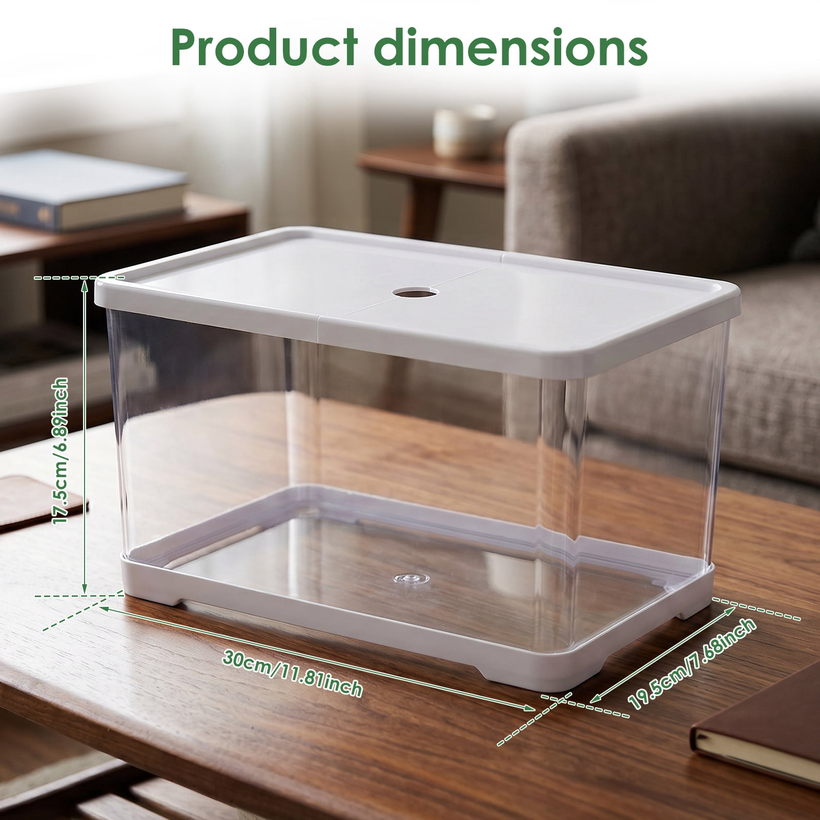 Austok PC Rectangular Fish Tank Aquarium for Fish Reptile Succulent Flower Centerpiece Shatterproof with Clear Clarity for Home Office Desktop Decor