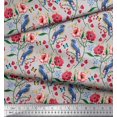 thumbnail image 3 of Soimoi Gray Rayon Fabric Insect,Floral & Bluebird Bird Print Fabric by Yard 42 Inch Wide, 3 of 3