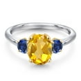 thumbnail image 3 of Gem Stone King 10K Two Tone Gold Yellow Citrine and Blue Created Sapphire Engagement Ring for Women | 2.00 Cttw | Oval 9X7MM | Gemstone November Birthstone | Size 9, 3 of 6