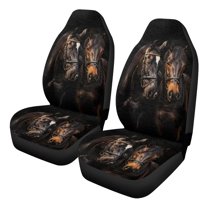 Uorisanigo Car Front Seat Cover Set Western Horse High Back Bucket Seat Covers Automotive Car Interior Covers Full Wrapping Edge Seats Cover for Most Cars,Trucks,SUVs,Vans,2pcs