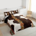 thumbnail image 3 of jejeloiu Southwestern Aztec Geometric Queen Comforter Set,Brown Cattle Hide Bedding Comforter Set For Kids Reversible 3pcs, 3 of 8