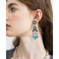 thumbnail image 2 of Boho Turquoise Chandelier Drop Earrings for Women Vintage Long Blue Birthstone Crystal Tassel Charms Statement Dangle Earring Lightweight Bohemian Ethnic Holiday Anniversary Jewelry, 2 of 11