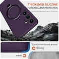 thumbnail image 3 of KOMI for Galaxy S25 Case with Stand, Slim Liquid Silicone Phone Cases for Samsung Galaxy S25 Compatible with MagSafe, Full Camera Protection Magnetic Kickstand Case for Samsung S25, Dark Purple, 3 of 5