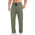 thumbnail image 5 of Zysthvn Winter Men's Casual Pants Straight Leg Workout Mens Trousers Quick Dry with Pockets Drawstring Elastic Waist Solid Pants, 5 of 9
