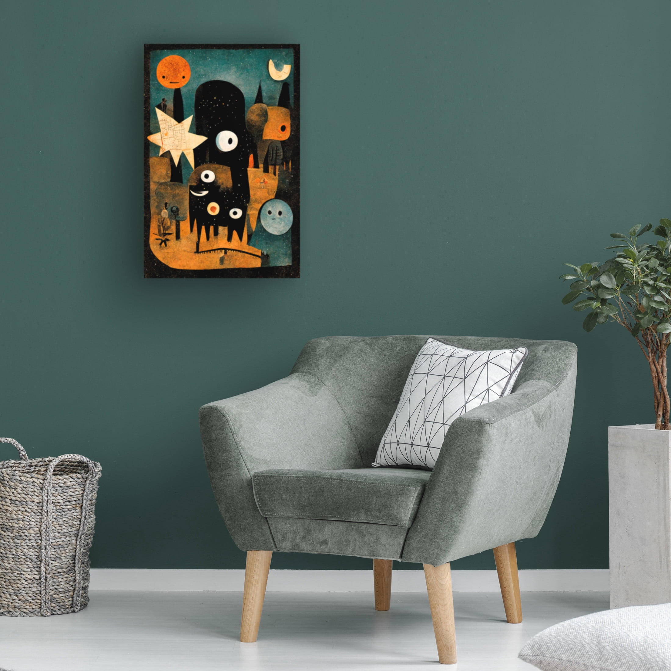 Canvas Wall Art - Treechild 'Night Of The Young Monsters' Wall Art for Living Room, Bedroom, or Office D?cor by Trademark Fine Art - 30 x 47 Inches