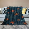 thumbnail image 2 of COMIO  Sea Stars Throw Blanket Seamless Orange and Blue Starfish Pattern on Dark Blue Background Decorative Soft Warm Cozy Flannel Plush Throws Blankets for Bedding Sofa Couch, 2 of 6