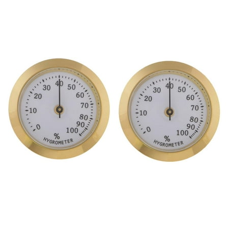 LoveinDIY 36mm Round Hygrometer for Cigar Humidor Box Cabinets Accs  Hygrometer 2 Color, Golden