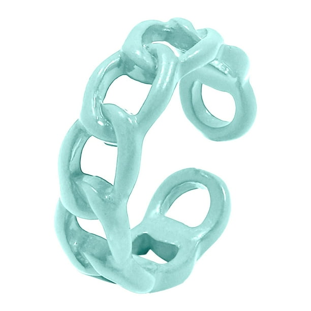 Colorido Anillo Puño Abierto Cadena Cubana Diseño Dedo Índice Anillo Macarone Moda Candy Anillo Joyería