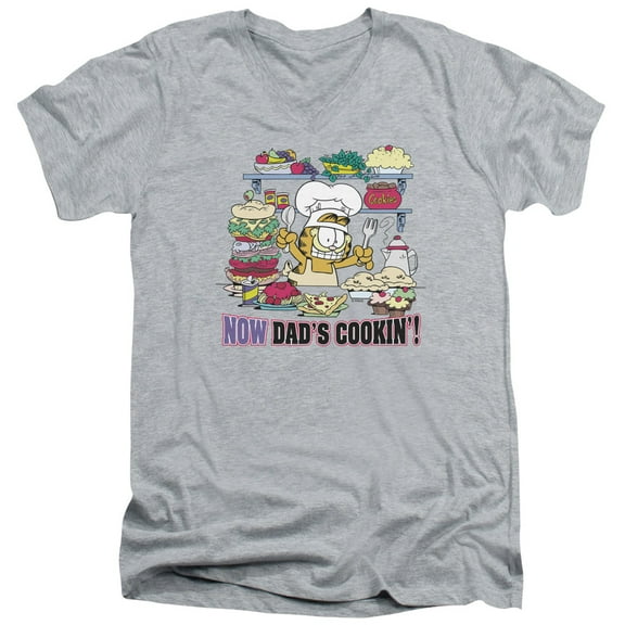 Garfield - Now Dads Cooking - Slim Fit V Neck Shirt - Medium
