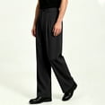 thumbnail image 3 of Men Microfiber Wrinkle Free Pleated Dress Pants Expandable Stretch Waist S-XL（1 piece）, 3 of 7