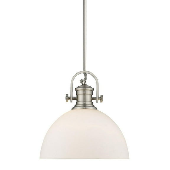 1 Light Pendant-13.13 inches Tall and 13.5 inches Wide-Pewter Finish-Opal Glass Color Bailey Street Home 170-Bel-4158995
