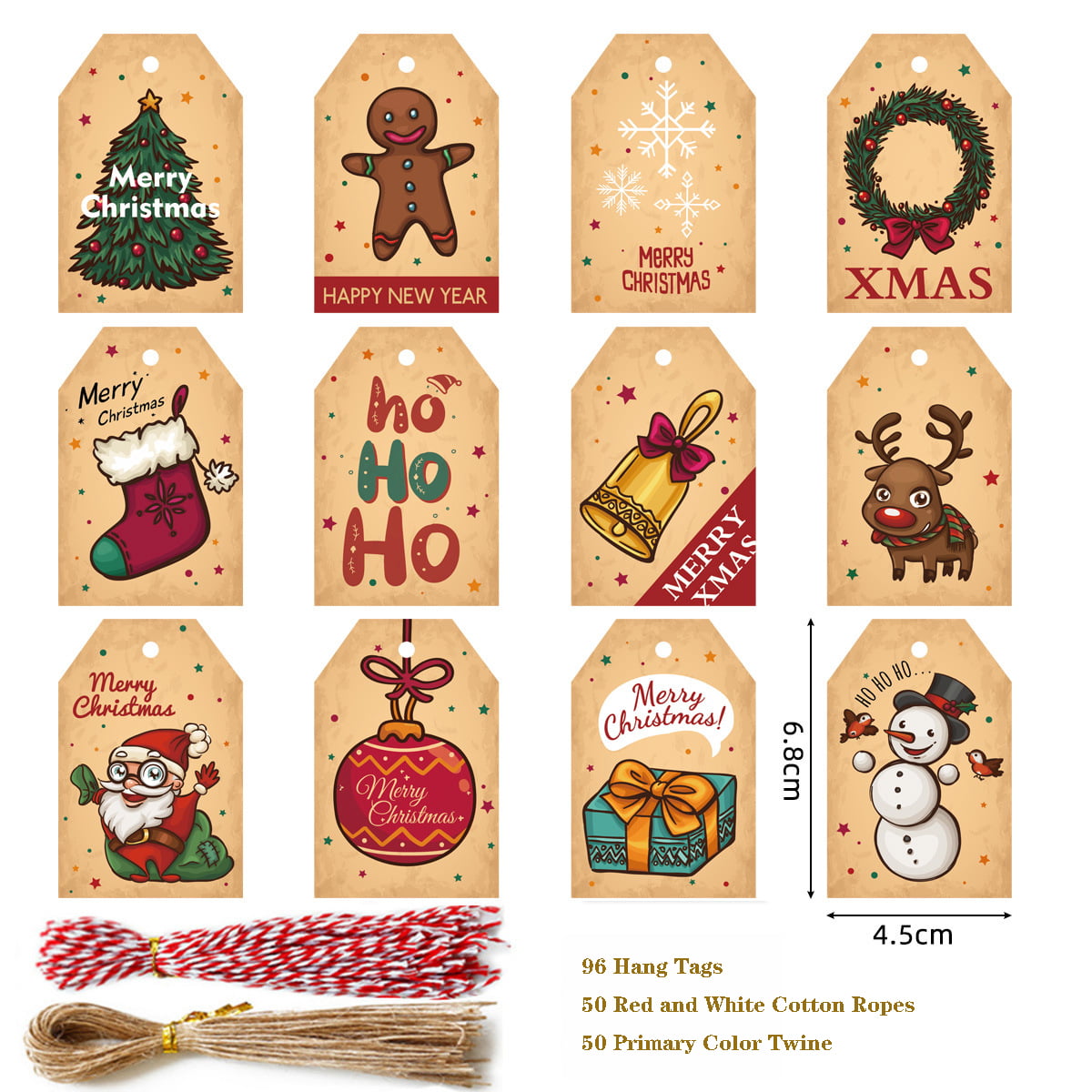 20 Christmas Craft Gift Tags Labels Luggage Xmas Hanging Present Decoration Wrap 