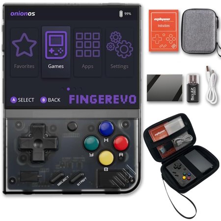 Miyoo Mini Plus OnionOS Handheld Game Console 3.5-inch 640*480 Screen 3000mAh Miyoo-Mini+ with Portable Case Transparent Black
