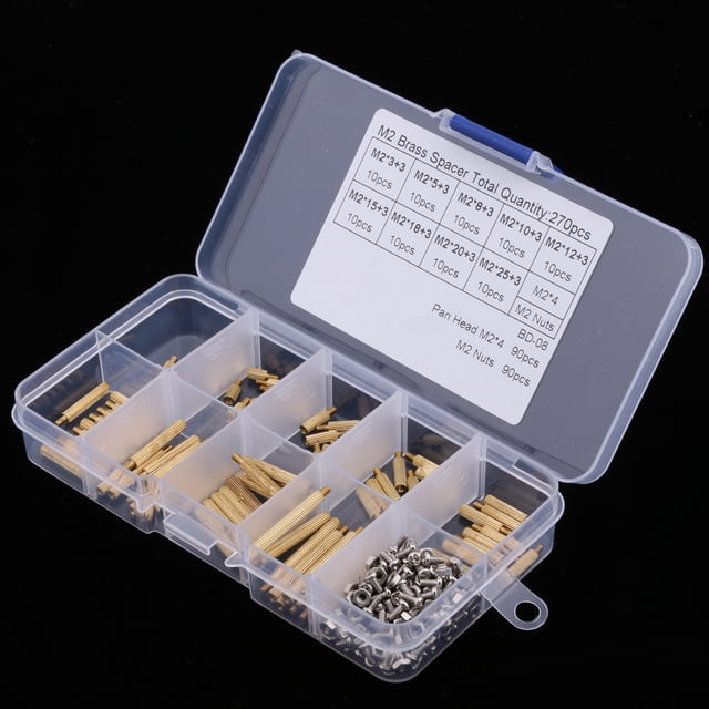 Surtido de Tornillos de Tuerca PCB de Latón M2 270 Piezas Shamjiam Espaciador de PCB