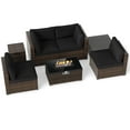 thumbnail image 2 of Costway 7 PCS Patio Furniture Set 40,000 BTU Gas Fire Pit Table Propane Tank Cover Table Mix Brown + Black, 2 of 10
