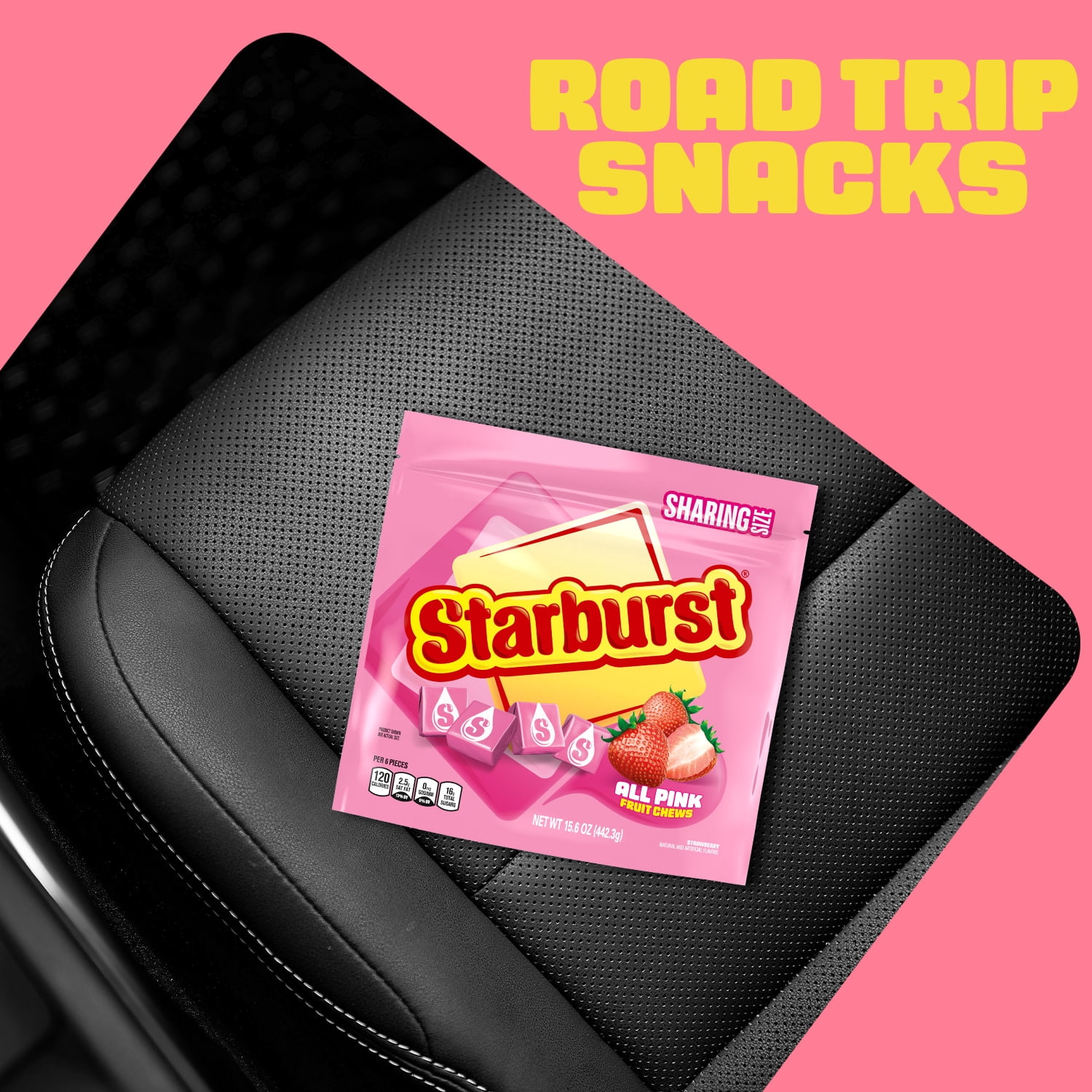 Starburst All Pink Fruit Chews Chewy Candy, Sharing Size - 15.6 oz Bag