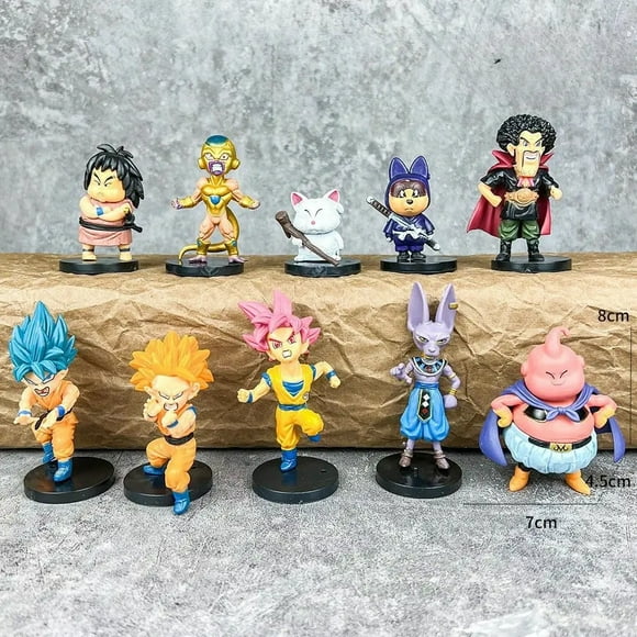 10pcs/Dragon Ball Z Super Saiyan Son Goku Anime Figure Son Gohan Vegeta Broly Piccolo Majin Buu Set Action Figurine Model Gifts