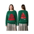 thumbnail image 1 of SUNSIOM  Women's Christmas Tree Sweaters Drop Shoulder Long Sleeve Round Neck Ribbed Loose Knitted Tops, 1 of 6