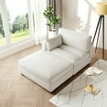 thumbnail image 6 of UIXE Oversized Corduroy Chaise Lounge and Ottoman, Right Armchair Chaise Lounge Indoor Furniture Living Room, Beige, 6 of 8