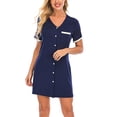 thumbnail image 5 of Lovebay Womens Nightgown Sleepwear Cotton Pajamas - Woman Short Sleeve V Neck Sleep Dress Nightshirt, 5 of 8