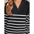 thumbnail image 5 of Women's Quarter Zip Striped Oversized Sweater Mock Turtleneck Pullover Fall Fashion Outfit Winter Trendy Clothes, 5 of 6