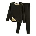 thumbnail image 1 of Qarigey Conjunto de ropa interior térmica para mujer, calzoncillos largos suaves y cómodos para clima frío de invierno, Color sólido, Ropa interior Negro XL, 1 of 6