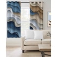 thumbnail image 2 of Modern Blue Brown Blackout Curtains 45 Inches Long for Bedroom, Coastal Beach Wave Geometric Thermal Insulated Room Darkening Black Out Window Curtain Panels Grommet Drapes for Living Room, 2 of 8