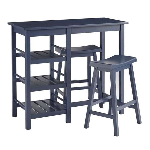 Progressive Furniture A211-53N Petit Déjeuner Club Table Haute et 2 Tabourets Set&44; Navy Blue