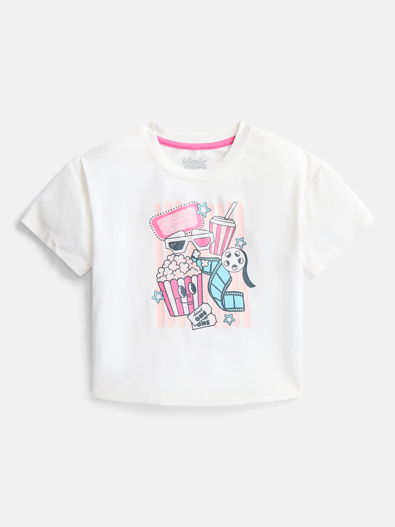 Wonder Nation Girls Graphic Tee with Shorts and Pants Pajama Set, 3 Piece, Sizes 4-18