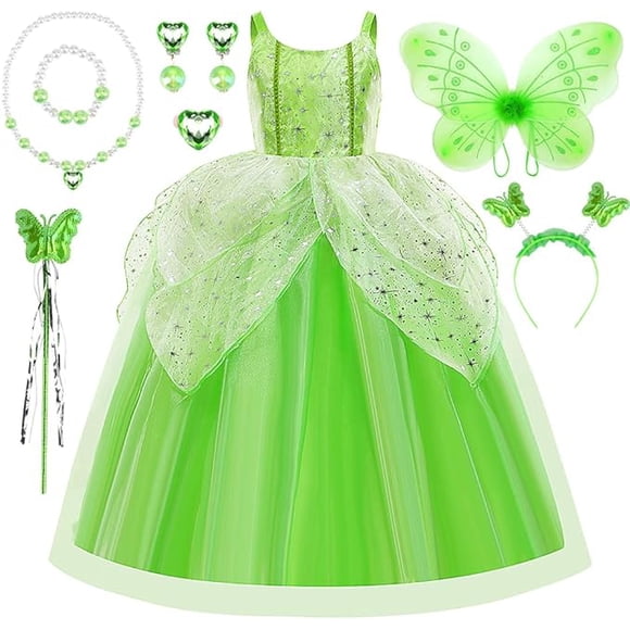 Tinkerbell Disfraz Niñas, Hada Princesa Disfraces Disfraz Hada Mariposa, Niños Niñas Hada Disfraz Princesa Vestido para Niños Fiesta Cumpleaños Carnaval Cosplay Navidad,120cm