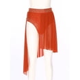 thumbnail image 5 of Kaerm Women Rhinestone Lyrical Dance Skirt Split Irregular Hem Skirt Figure Ice Skating Dancewear Orange S, 5 of 7