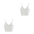 thumbnail image 1 of Jumpingount Chaleco de tirantes para mujer Chaleco de verano de color sólido sin mangas sexy con cuello en V, blanco blanco 2piezas Jumpingount CBP139624, 1 of 6