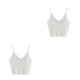 thumbnail image 2 of Qarigey Mujeres Sexy Crop Top de punto Chaleco sin mangas Slim Sling Tank con cuello en V liso blanco 2piezas, 2 of 6