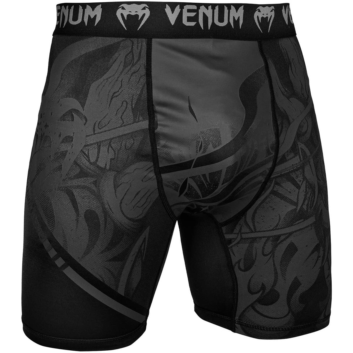 Black/Black Venum Devil MMA Compression Shorts 
