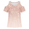 thumbnail image 2 of DPTALR Chemise à Épaules Dénudées à Manches Courtes à Col Rond Imprimée Décontractée et à la Mode pour Femmes, 2 of 3