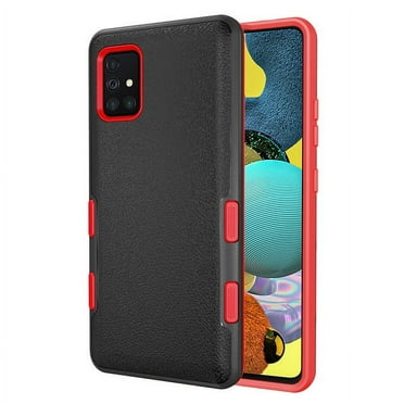 Samsung Galaxy A51 5G Phone Case Full-Body 2 Layer Shockproof Protection Heavy Duty Armor Hard Plastic & Shock Absorption Rubber Rugged Bumper Hybrid Cover [BLACK-RED] Case for Samsung Galaxy A51 (5G)