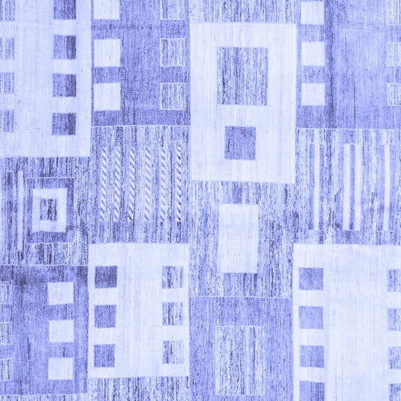 Ahgly Company Machine Washable Indoor Square Abstract Blue Modern Area Rugs, 7' Square