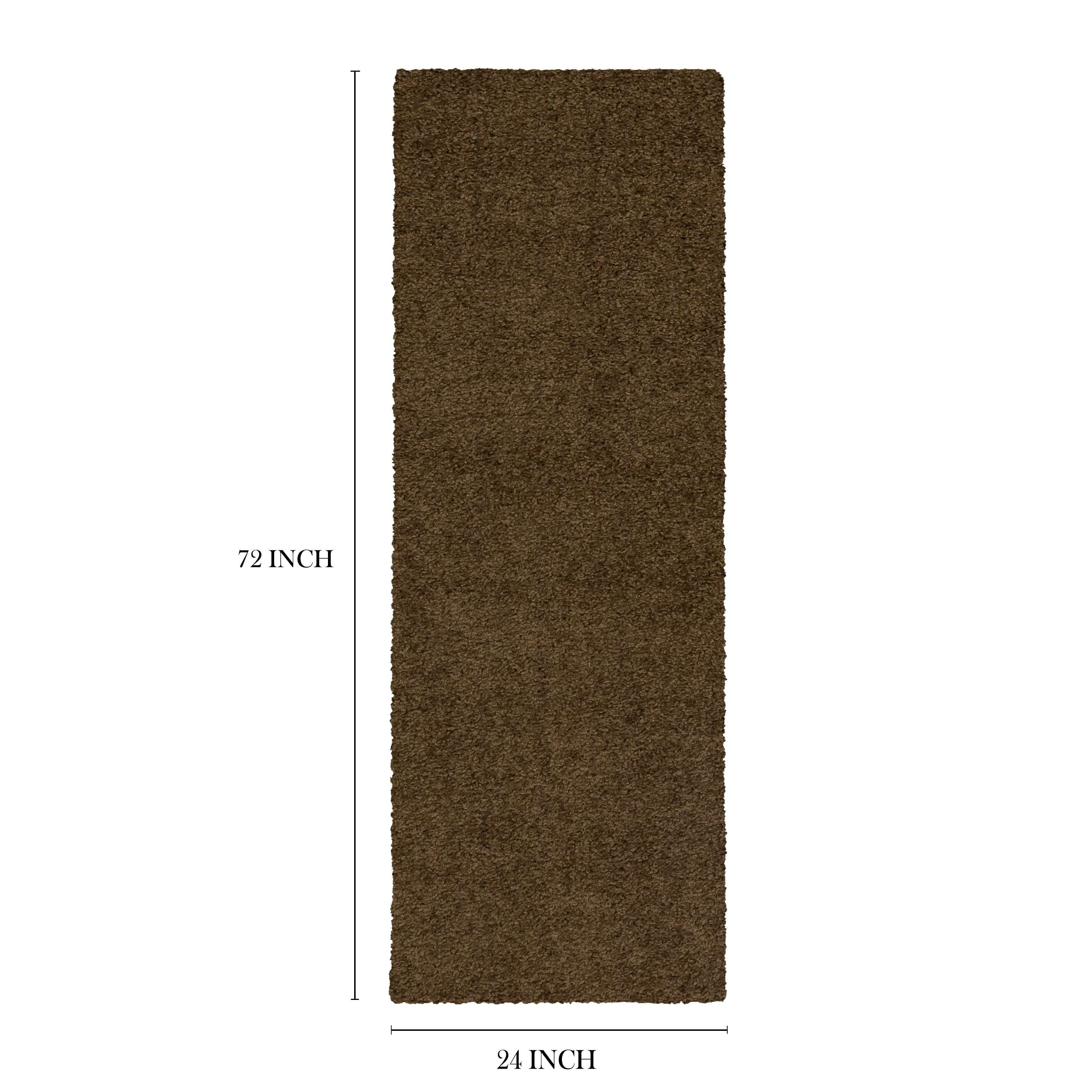 Mainstays Traditional Solid Brown Suede Shag Indoor Hallway Runner Rug, 2' x 6'