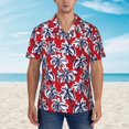thumbnail image 2 of Pofeuu Palm Tree Pattern on Red Print Hawaiian Shirt for Men Sleeves Casual Button Down Summer Beach Dress Shirts T-Shirts,Small, 2 of 7