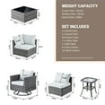 thumbnail image 4 of Toject 11 Pieces Outdoor Paito Furniture Set, Outdoor Conversation Sets with Swivel Chairs and Fire Pit Wicker Outside Furniture for Graden Balcony (Gray), 4 of 10
