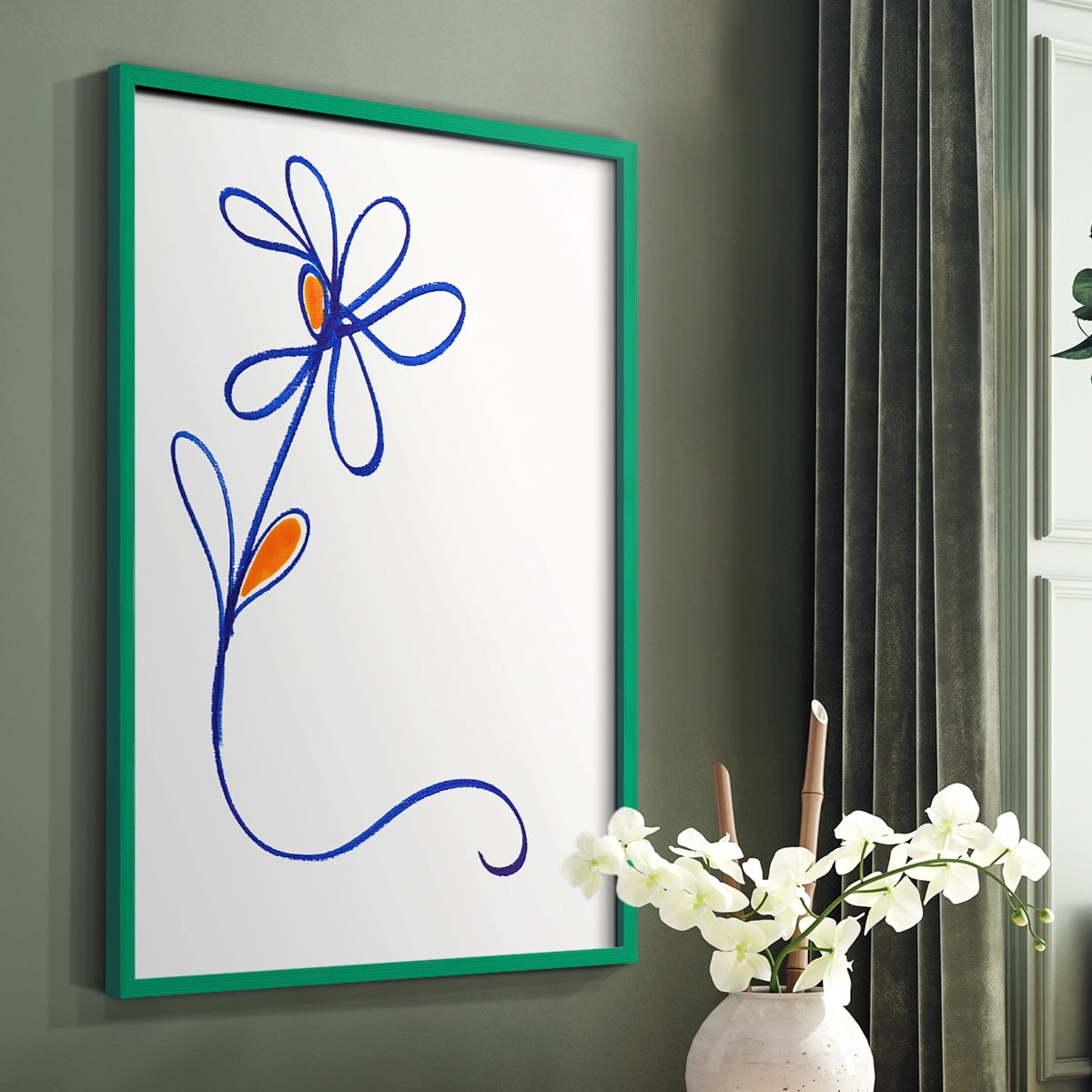 Wobbly Blooms I Framed Print - Solid Wood in Single Picture Frame Solid Wood 2 Framed Print