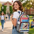 thumbnail image 3 of Whosucclay USA Star Daypack for Girls Boys, Middle School Elementary Wide Shoulder Straps Large Capacity Transparent School Backpack for Stadium Travel, 3 of 10