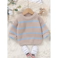 thumbnail image 2 of Suealasg Baby Girl Boy Sweater Long Sleeve Stripe Print Knit Pullover 6M 1T 2T 3T Toddler Girl Boy Fall Warm Loose Knitwear, 2 of 7