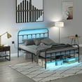 thumbnail image 2 of HOMCOM Cadre de Lit Complet avec Lumières LED et Station de Charge, Noir, 2 of 10