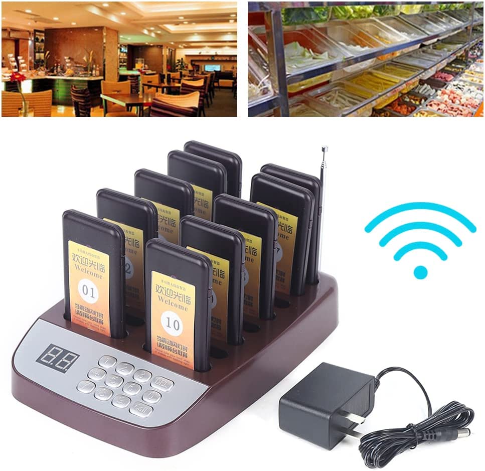 Miumaeov Restaurant Pager, 10 Rechargeable Pagers and Beepers with