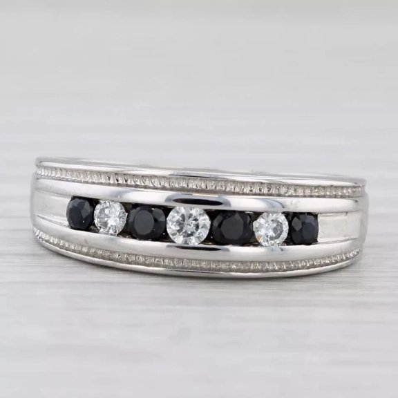 2.00Ct Round Cut Simulated Black Diamond Men's Wedding Ring 14k White Gold Plated Band Silver