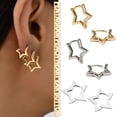 thumbnail image 3 of Silver / Gold Color Plated Bold Star Hoops Earrings For Women 6T3E R3 New R5R7, 3 of 9