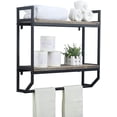 thumbnail image 4 of 2-Tier Metal Industrial 23.6" Bathroom Shelves Wall Mounted,Rustic Wall Shelf Over Toilet,Towel Rack with Towel Bar,Utility Storage Shelf Rack, Floating Shelves Towel Holder,Black Brush Silver, 4 of 7
