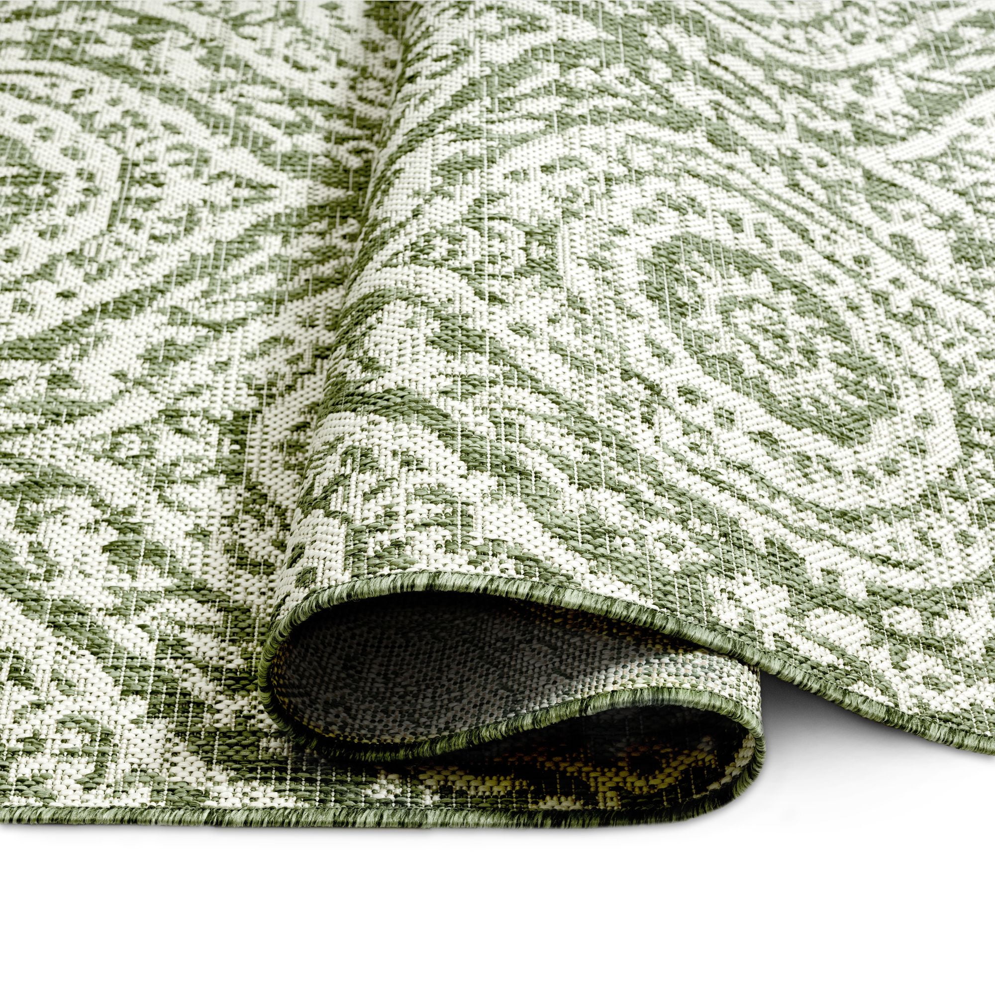 Nicole Miller New York Patio Country Zoe Moroccan Damask Indoor/Outdoor Area Rug, Light Green/Ivory , 5'2"x7'2"
