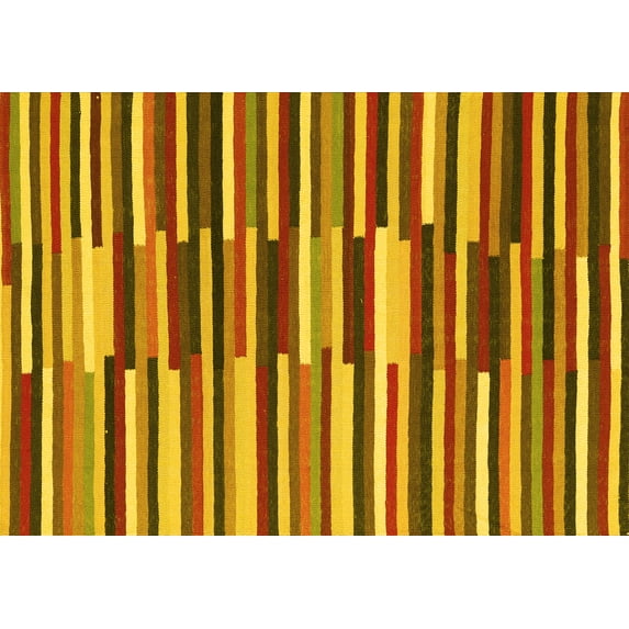 Ahgly Company Indoor Rectangle Abstract Yellow Contemporary Area Rugs, 8' x 10'